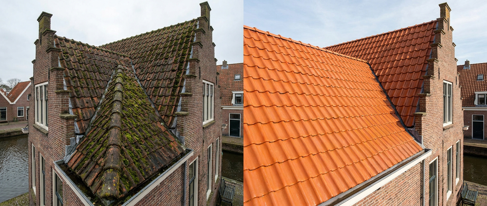 Mosbestrijding dakpannen voor na